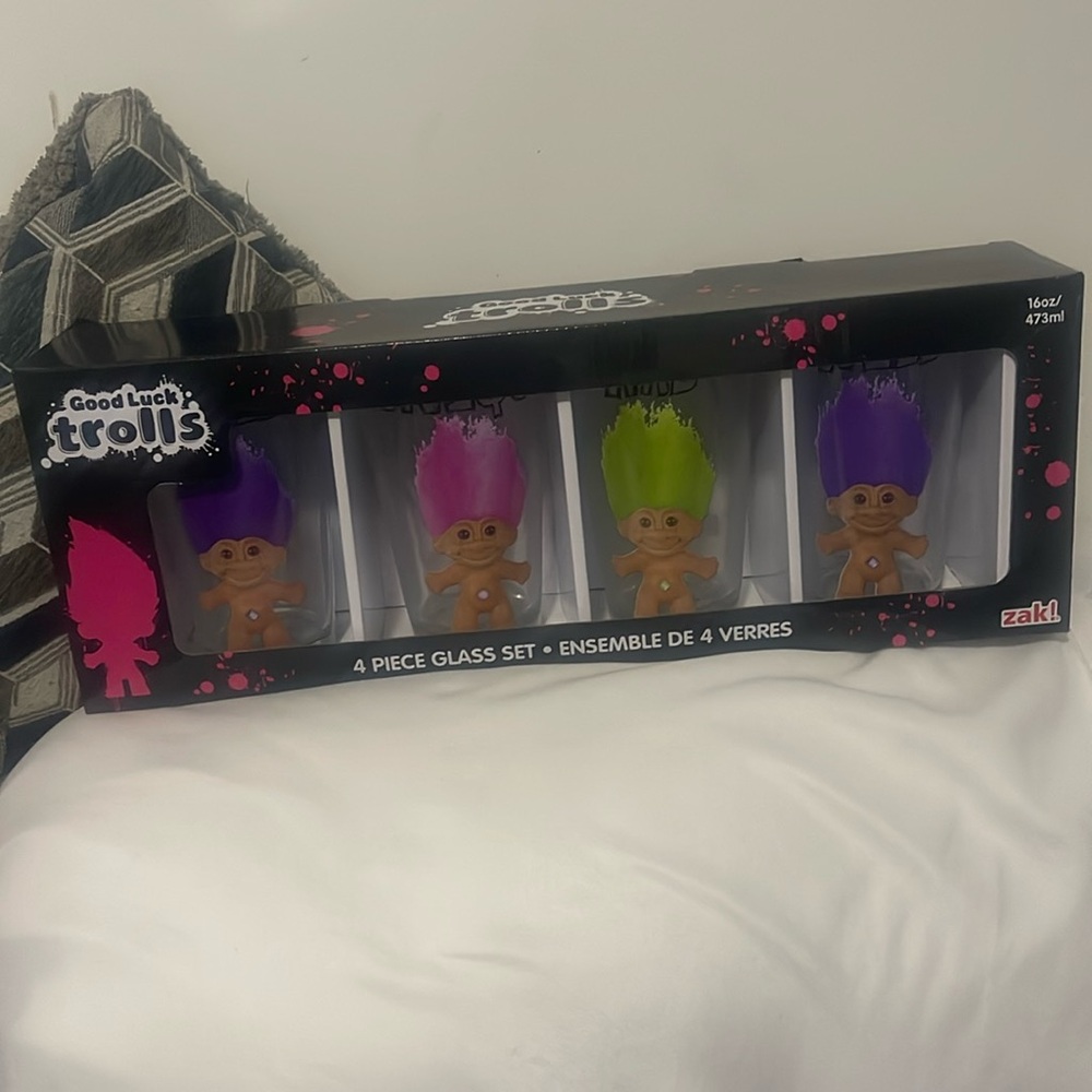 Good Luck Troll 4 Piece Glass Set 16oz. 2015